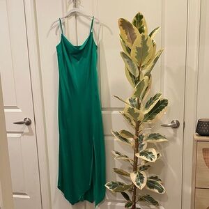 Green Slip Dress with Slit